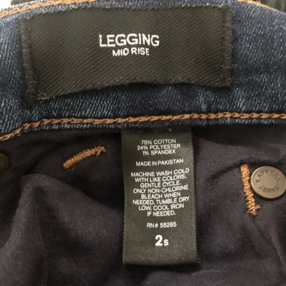 Express Jeans Womens Mid-rise Denim Legging Skinny Leg Jeans Dark Blue Size 2s - Picture 5 of 5